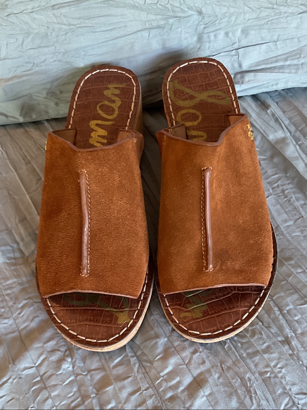 Sam Edelman Chestnut Ranger Suede Platform Sandals - Picture 2 of 8